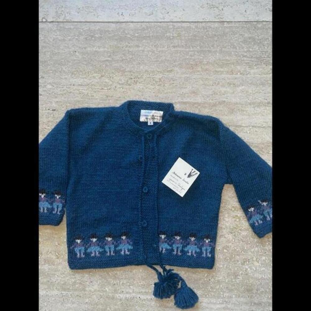 Artesania Sorata Handmade in Bolivia‎ Alpaca Wool Sweater Child Size 1 Blue NWT